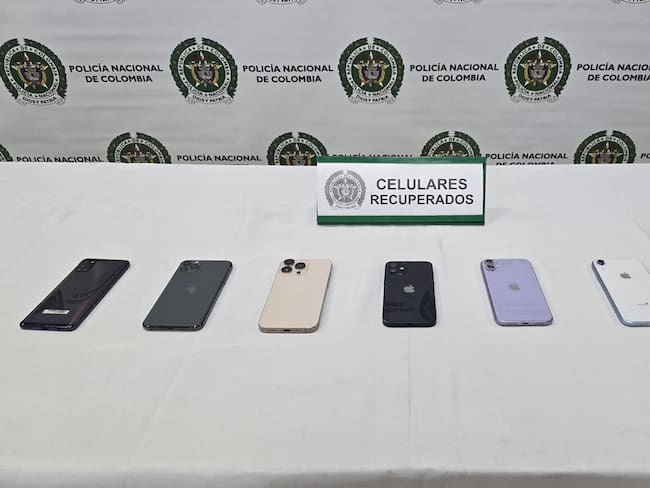 Celulares robados recuperados en Medellín - foto policía Metropolitana