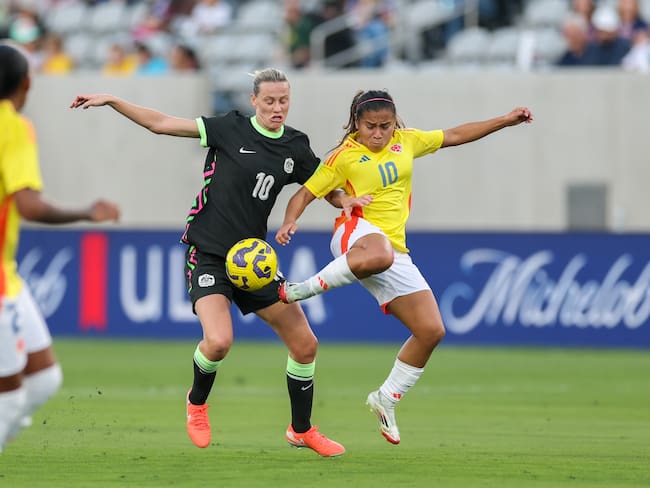Leicy Santos durante el duelo entre Colombia y Australia en la She Believes Cup. (Photo by Sean M. Haffey/USSF/Getty Images for USSF)